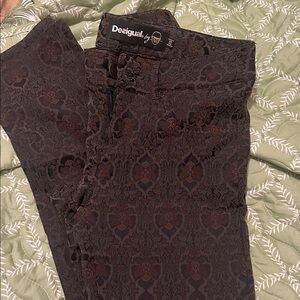 Desigual Intricate Black and Brown Jacquard pants